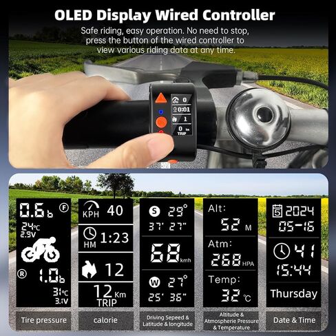 كاميرا دراجة مع وحدة تحكم سلكية بشاشة OLED، واي فاي GPS HD 1080P 150 درجة زاوية واسعة رؤية ليلية ضوء النجوم مقاومة للماء كاميرا داش للدراجة، تسجيل حلقي، مستشعر G (D5K) in Kuwait