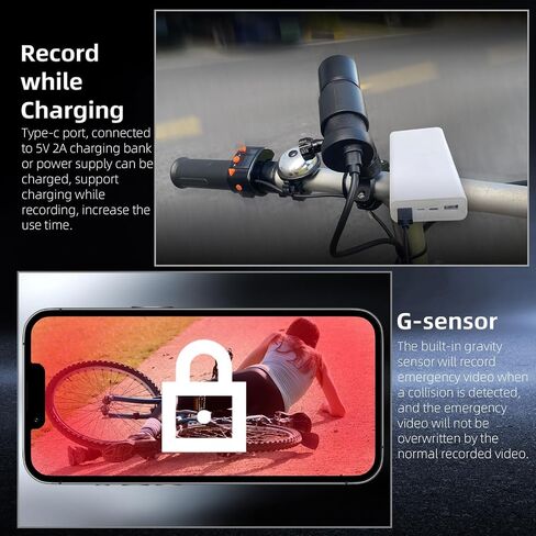 كاميرا دراجة مع وحدة تحكم سلكية بشاشة OLED، واي فاي GPS HD 1080P 150 درجة زاوية واسعة رؤية ليلية ضوء النجوم مقاومة للماء كاميرا داش للدراجة، تسجيل حلقي، مستشعر G (D5K) in Kuwait