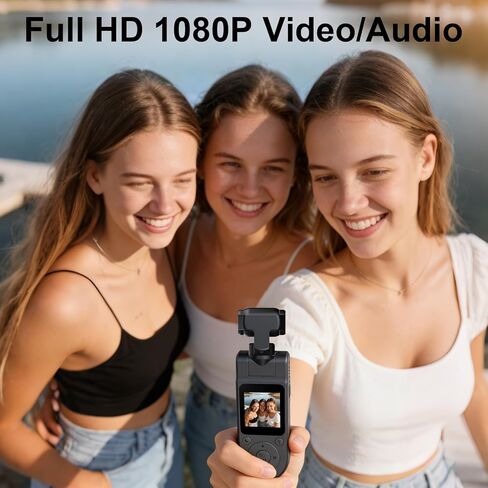 1080P Mini Body Cam with Audio and Video Recording, Portable Pocket Action Camera with Rotatable Lens, Handheld Vlog Camera for Outdoor Sports, Cycling, Travel Vlogging Gimbal Camera in Saudi Arabia