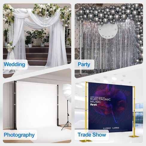 10x10ft Pipe and Drape Backdrop Stand Heavy Duty -Black | Adjustable Back Drop Stand, Metal Background Frame with Space-saving Flat Base for Photography Wedding Parties Events in Saudi Arabia