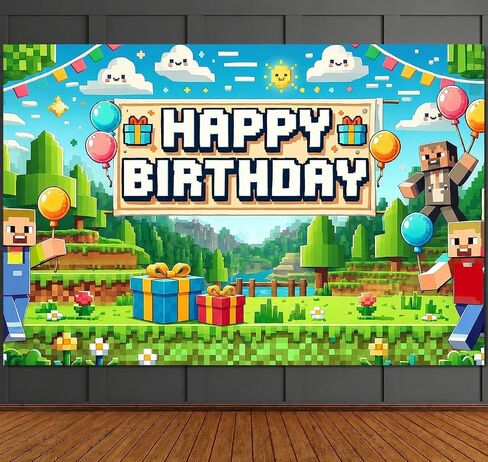 Happy Birthday Banner Boy 5x3ft Birthday Sign Village Gaming Birthday Party Decorations Videogame Themed Banner Video Game Decorations Video Game Happy Birthday Backdrop for Boys in Kuwait