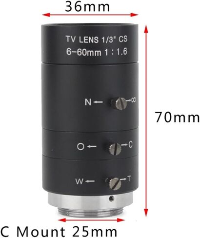 Microscope Camera, F1.6 6-60mm HD CCTV Zoom Lens Big View High Working Distance CS C Mount for Industrial CCD Video Microscope Camera in Saudi Arabia