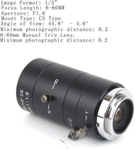 Microscope Camera, F1.6 6-60mm HD CCTV Zoom Lens Big View High Working Distance CS C Mount for Industrial CCD Video Microscope Camera in Saudi Arabia