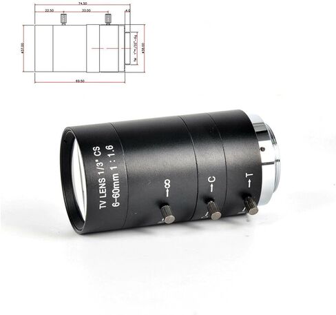 Microscope Camera, 6-60mm 1/3" Industrial Camera Manual IRIS Zoom Lens CS Mount CCTV in Saudi Arabia