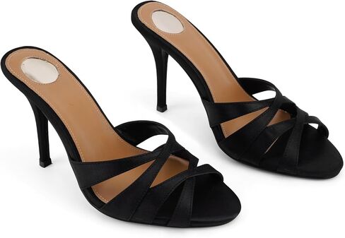 Women's Kitten Heels Satin Open Toe Heeled Sandals Summer Mule Heels | Women's Stiletto Sandals Round Toe Sandals Fashionable High Heels Womens Dress Shoes Dinner Parties and Commuting Parties in Kuwait