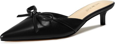 wetkiss Kitten Heels Mules for Women Closed Toe Heels with Bow Backless Pumps Pointed Toe Stiletto Heeled Sandals for Casual in Saudi Arabia