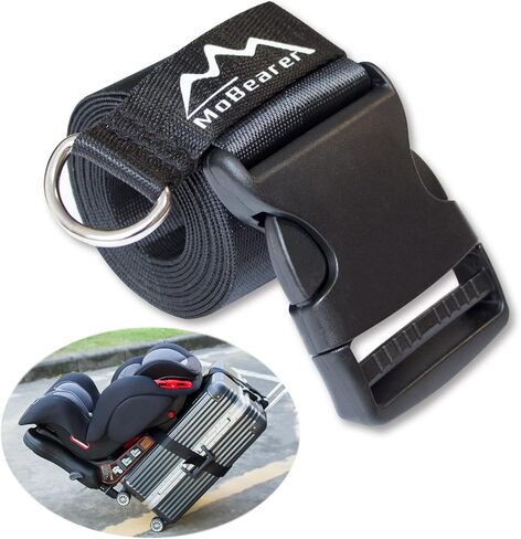 Car Seat Travel Belt Car Seat Travel Strap to Convert Kid Car Seat and Carry-on Luggage into an Airport Car Seat Stroller,Safe Travel Solution for Transport (Black, Large-1) in Saudi Arabia