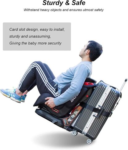 Car Seat Travel Belt Car Seat Travel Strap to Convert Kid Car Seat and Carry-on Luggage into an Airport Car Seat Stroller,Safe Travel Solution for Transport (Black, Large-1) in Saudi Arabia