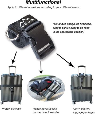 Car Seat Travel Belt Car Seat Travel Strap to Convert Kid Car Seat and Carry-on Luggage into an Airport Car Seat Stroller,Safe Travel Solution for Transport (Black, Large-1) in Saudi Arabia