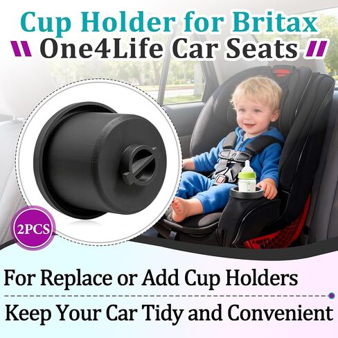 2 Pcs Cup Holder Replacements Compatible with Britax One4Life Car Seats | Single Cup Holder for Child Car Seats, Dishwasher Safe, Easy Snap Installation Durable(Black) in Saudi Arabia