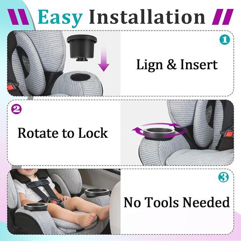 2 Pcs Cup Holder Replacements Compatible with Britax One4Life Car Seats | Single Cup Holder for Child Car Seats, Dishwasher Safe, Easy Snap Installation Durable(Black) in Saudi Arabia