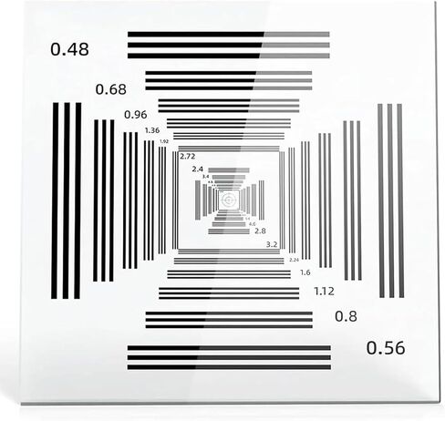 3''x3'' Camera Resolution Test Chart, Camera Lens Resolution Calibration Board, Accuracy ±1um and 90% Light Transmittance, Sharpness and Resolution Test Card, for Research, Inspection in Saudi Arabia