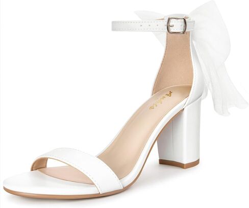 Ankis White Heels Bridal Shoes Women Heel with Bow Dress Wedding Shoes for Bride in Saudi Arabia