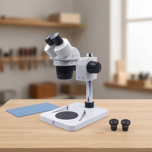 Jewelry Mounting Device Stereo Bench Optical Viewer Binocular Head Metal Column with Side Focus and Round Reversible Stage Suitable for Jewelry in Kuwait