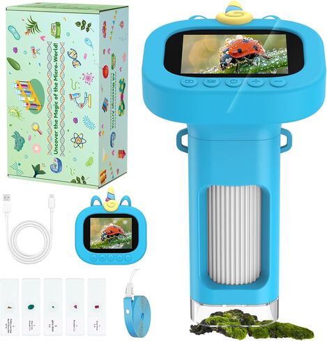 Digital Microscope Portable Handheld for Kids - 2.4" Display Gifts | Mini Digital Kids Microscope Kit, 1000X Pocket Educational Science Toy Microscope Outdoor Gifts for Kids in Saudi Arabia