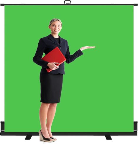 LIHONG 59.8x78.7in Pop Up Green Screen Collapsible Chroma Key Backdrop,Portable Retractable Photo Background with Stand for Tiktok Video, Live Game,Pull-up&Down Style in Saudi Arabia