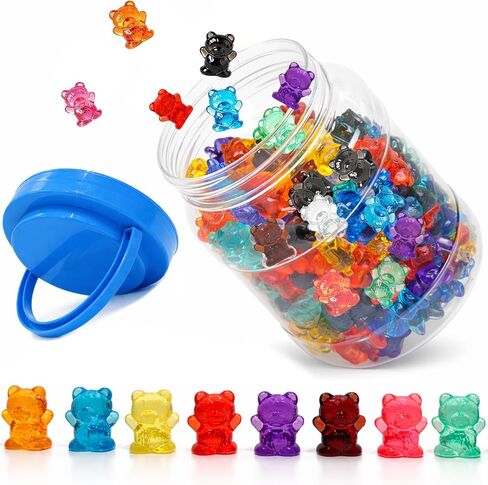 110 PCS Translucent Counting Bears with Storage Jar, Color Sorting Math Manipulatives for Toddlers 3+, Preschool & Kindergarten Learning Toys, Bear Counters in Kuwait
