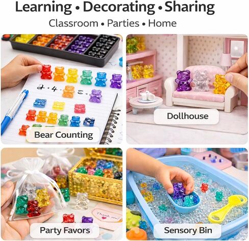 110 PCS Translucent Counting Bears with Storage Jar, Color Sorting Math Manipulatives for Toddlers 3+, Preschool & Kindergarten Learning Toys, Bear Counters in Kuwait