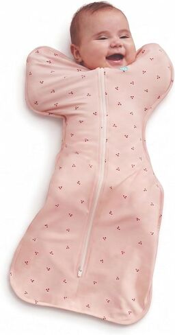 "Love to Dream Swaddle Up Bamboo, Arms Up Position, Soft and Luxurious 95% Viscose from Bamboo,5% Elastane Wearable Blanket 1.0 TOG - (20-24°C) Ideal for Moderate Temps(Cherries Blush,Medium, 6–8.5kg) in Kuwait