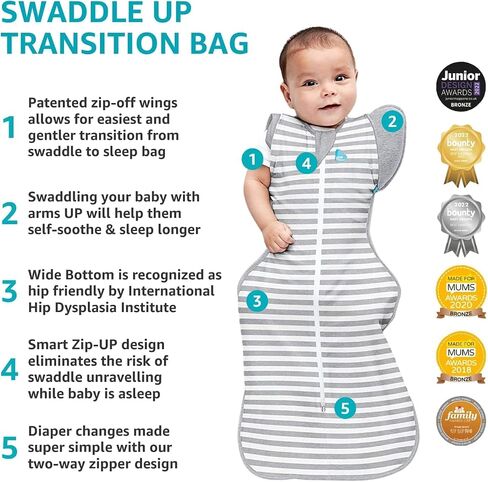 "Love to Dream Swaddle Up Bamboo, Arms Up Position, Soft and Luxurious 95% Viscose from Bamboo,5% Elastane Wearable Blanket 1.0 TOG - (20-24°C) Ideal for Moderate Temps(Cherries Blush,Medium, 6–8.5kg) in Kuwait
