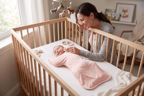 "Love to Dream Swaddle Up Bamboo, Arms Up Position, Soft and Luxurious 95% Viscose from Bamboo,5% Elastane Wearable Blanket 1.0 TOG - (20-24°C) Ideal for Moderate Temps(Cherries Blush,Medium, 6–8.5kg) in Kuwait
