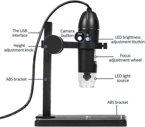 Microscope Accessories Kit Slide Preparation Camer 1600X | USB Digital Microscope 8 LEDs Electronic Microscope Zoom Camera Magnifier Microscope Accessories in Kuwait