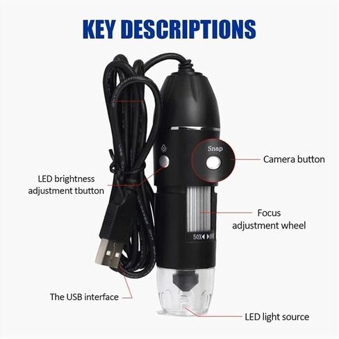 Microscope Accessories Kit Slide Preparation Camer 1600X | USB Digital Microscope 8 LEDs Electronic Microscope Zoom Camera Magnifier Microscope Accessories in Kuwait