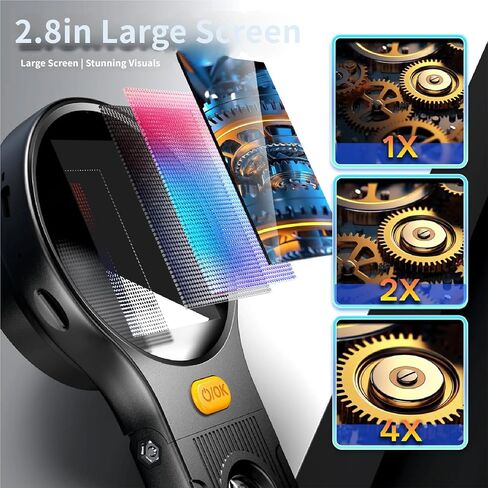 Handheld Digital Microscope with 2.8 Inch Screen, 1000x Magnification Foldable Viewer for Coin Jewelry Small Parts and Computer Observation Magnifier Type C Close Up Tool Desktop Observation in Kuwait