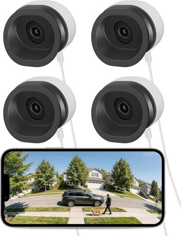 Anlapus 4 Pack 3MP 2K No Drill WiFi Magnetic Window Angle Mounted Camera | Adjustable 20°Tilt Angle Mount, No subscription, Anti glare, Color Night Vision, US-Only Cloud Storage, AI Detection, 5G/2.4G in Kuwait