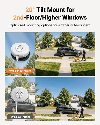 Anlapus 4 Pack 3MP 2K No Drill WiFi Magnetic Window Angle Mounted Camera | Adjustable 20°Tilt Angle Mount, No subscription, Anti glare, Color Night Vision, US-Only Cloud Storage, AI Detection, 5G/2.4G in Kuwait