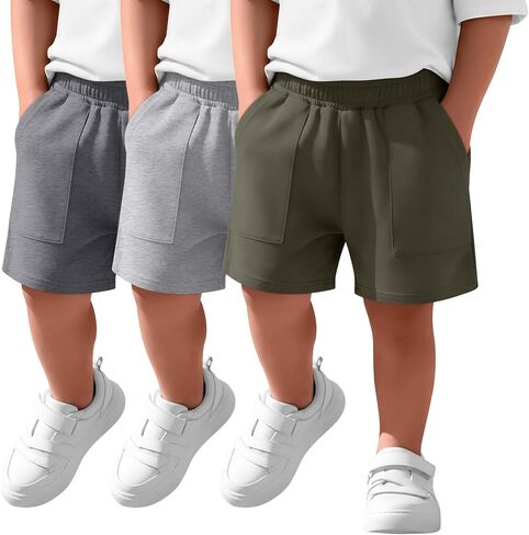 Yooo's Vivi 3 Pack Toddler Boys' Athletic Shorts | Pull On, Elastic Waist, Front Pockets, Relaxed Fit, Park Play, Travel, Vacation, Daily Outings in Saudi Arabia