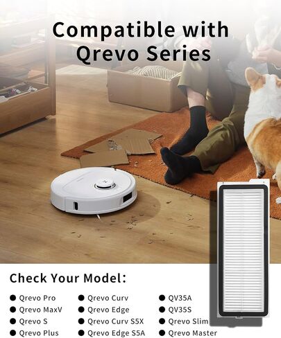 4 Pack HEPA Filter Compatible with Roborock Qrevo Series (Qrevo Pro/MaxV/S/Plus/Curv/Curv S5X/Edge/Edge S5A), QV 35A / QV 35A Robot Vacuum, Maintain Strong Suction, Reduce Dust & Pet Hair in Saudi Arabia