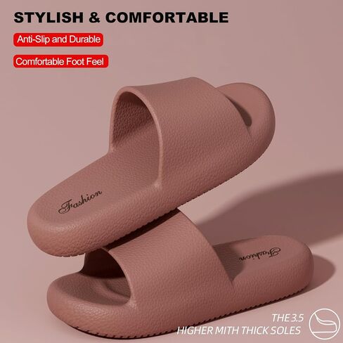 Cushioned Slides House Slippers for Women, Summer Pillow Sandals Non-Slip Pool Bath Shower Shoes Coud Soft for Indoor Outdoor in Kuwait