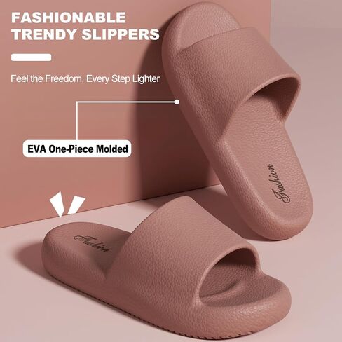 Cushioned Slides House Slippers for Women, Summer Pillow Sandals Non-Slip Pool Bath Shower Shoes Coud Soft for Indoor Outdoor in Kuwait