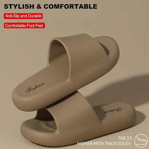 Cushioned Slides House Slippers for Women, Summer Pillow Sandals Non-Slip Pool Bath Shower Shoes Coud Soft for Indoor Outdoor in Kuwait