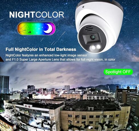 SINIS 4K PoE Security IP Camera, 8MP 24/7 Full Color Turret Camera Outdoor | Use Alone or With NVR,Ture Color Night Vision,F1.0 Super Aperture,Human Motion Detect,2-Way Talk,Up to 512G SD,Metal,IP67 in Kuwait