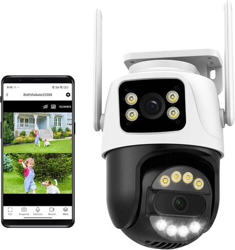 6MP WiFi Dual Lens Outdoor Security Camera Wireless PTZ Camera AI Detection | auto-tracking, color night vision, 2.4GHz WiFi Security Camera, 24/7 recording, siren &light alarm, 2-way talk& A16ft cable in Saudi Arabia