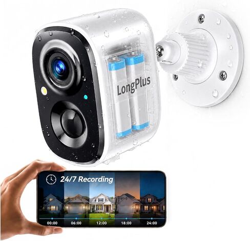 LongPlus 4k Wireless Outdoor Security Camera, WiFi6 Battery Security Camera | 2.4GHz & 5GHz WiFi, 24/7 Recording, Color Night Vision, AI Motion Detection, Spotlight, SD/Cloud Storage, Waterproof in Kuwait