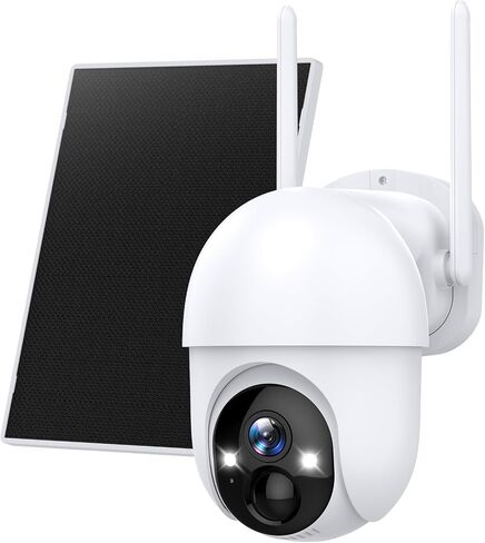 Poyasilon 2-Pack Solar Security Camera Wireless Outdoor, 2K, Color Night Vision, Two-Way Talk, Dual Spotlights, Cloud/SD Storage, 2.4GHz WiFi, Light White in Saudi Arabia
