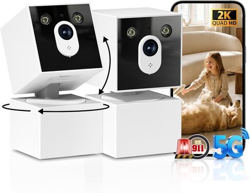 2K Dog Face Shaped Cameras for Home Security, No Subscription, 5G/2.4G WiFi Indoor Camera PTZ Pet Baby Monitor, Auto Motion Tracking, 911 Emergency Alert, Night Vision,Work with Alexa(2 Pack) in Kuwait