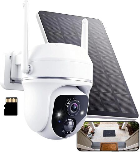Goalake 3MP 2K Solar PTZ Security Camera, Battery Wireless Outdoor 360° View,AI Motion Detection,2-Way Talk,Spotlight Siren,IP65,No Monthly Fee,Cloud/up to 512GB SD Storage (Pre-Inserted a SD Card) in Saudi Arabia