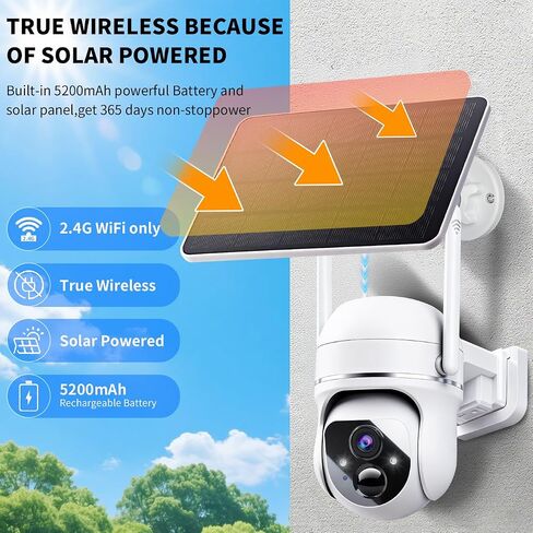 Goalake 3MP 2K Solar PTZ Security Camera, Battery Wireless Outdoor 360° View,AI Motion Detection,2-Way Talk,Spotlight Siren,IP65,No Monthly Fee,Cloud/up to 512GB SD Storage (Pre-Inserted a SD Card) in Saudi Arabia