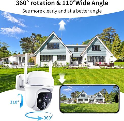 Goalake 3MP 2K Solar PTZ Security Camera, Battery Wireless Outdoor 360° View,AI Motion Detection,2-Way Talk,Spotlight Siren,IP65,No Monthly Fee,Cloud/up to 512GB SD Storage (Pre-Inserted a SD Card) in Saudi Arabia
