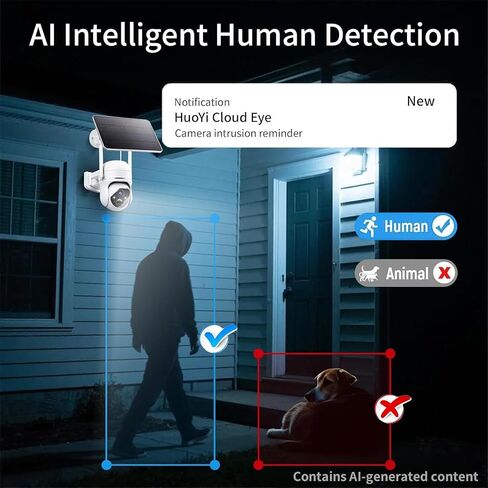 Goalake 3MP 2K Solar PTZ Security Camera, Battery Wireless Outdoor 360° View,AI Motion Detection,2-Way Talk,Spotlight Siren,IP65,No Monthly Fee,Cloud/up to 512GB SD Storage (Pre-Inserted a SD Card) in Saudi Arabia