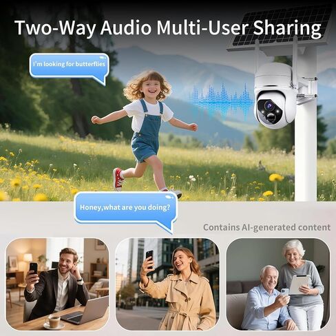 Goalake 3MP 2K Solar PTZ Security Camera, Battery Wireless Outdoor 360° View,AI Motion Detection,2-Way Talk,Spotlight Siren,IP65,No Monthly Fee,Cloud/up to 512GB SD Storage (Pre-Inserted a SD Card) in Saudi Arabia