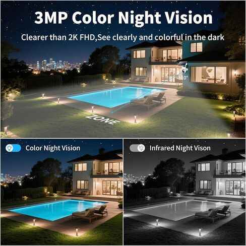 Goalake 3MP 2K Solar PTZ Security Camera, Battery Wireless Outdoor 360° View,AI Motion Detection,2-Way Talk,Spotlight Siren,IP65,No Monthly Fee,Cloud/up to 512GB SD Storage (Pre-Inserted a SD Card) in Saudi Arabia