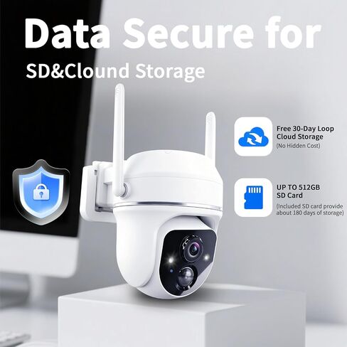 Goalake 3MP 2K Solar PTZ Security Camera, Battery Wireless Outdoor 360° View,AI Motion Detection,2-Way Talk,Spotlight Siren,IP65,No Monthly Fee,Cloud/up to 512GB SD Storage (Pre-Inserted a SD Card) in Saudi Arabia