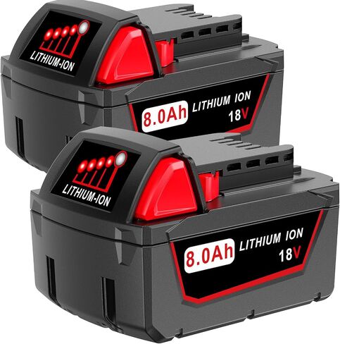 Real 8.0Ah Capacity Replacement for Milwaukee M18 Battery, Compatible with Milwaukee 18Volt Red XC Batteries 48-11-1850 48-11-1852 Cordless Power Tools&Chargers, 2Pack in Saudi Arabia