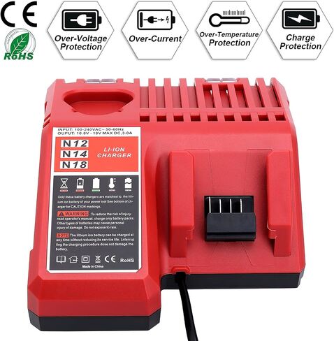 12V 18V Multi-Voltage Battery Charger Compatible with Mil-Waukee - Lasica 3.0A 12V/18V 48-59-1812 Rapid Charger Compatible with Mil-Waukee Lithium Heated Jacket Power Tool Battery Packs in Saudi Arabia
