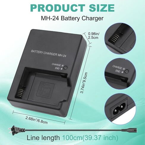 MH-24 Battery Charger Compatible with Nikon EN-EL14 EN-EL14A Battery D5300 D3400 D5500 D5200 D3100 D3200 D3300 D3500 D5600 D5100 DF Coolpix P7800 P7700 P7100 P7000 Camera in Kuwait